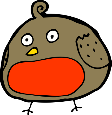 Bir insan tarafından çizilmiş robin çizgi filmi.