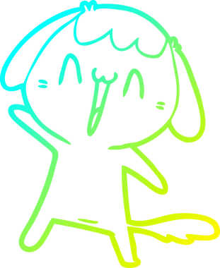 Bir insan tarafından çizilmiş şirin bir çizgi köpeğin soğuk gradyan çizgisi.