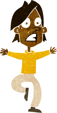 Bir insan tarafından çizilmiş panikleyen bir karikatür.