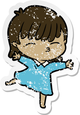 Bir insan tarafından çizilmiş karikatür bir kadının sıkıntılı çıkartması.