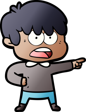 Bir insan tarafından çizilmiş endişeli çizgi film çocuğu.