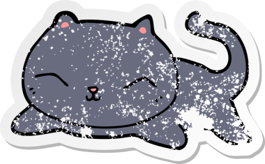 Bir insan tarafından çizilmiş karikatür bir kedinin sıkıntılı çıkartması.