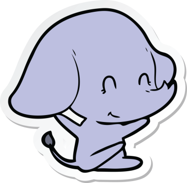 Bir insan tarafından çizilmiş şirin bir fil çıkartması.