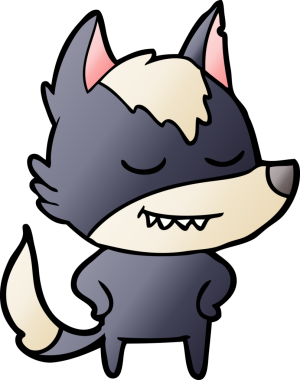 Bir insan tarafından çizilmiş dost canlısı bir kurt.