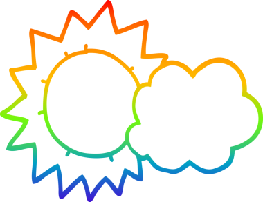 gökkuşağı gradyanı bir insan tarafından çizilmiş karikatür hava durumu çizimi