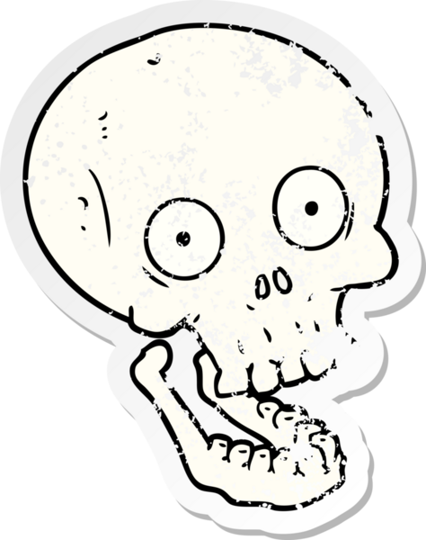 Bir insan tarafından çizilmiş bir karikatür kafatası.