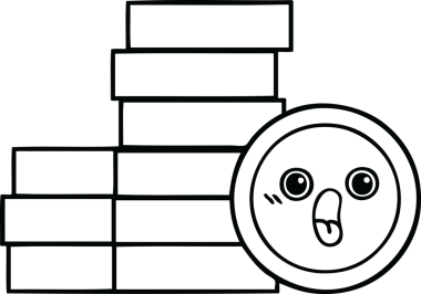 Bir insan tarafından çizilmiş bozuk paraların çizgi çizimi