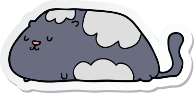 Bir insan tarafından çizilmiş çizgi film kedisinin çıkartması.