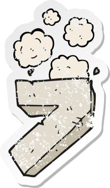 Bir insan tarafından çizilmiş 7 numaralı çizgi film taşının gerilimli yapıştırması.