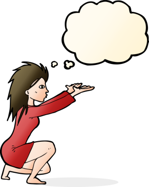 Bir insan tarafından çizilmiş düşünce baloncuğu ile çizgi film büyüsü