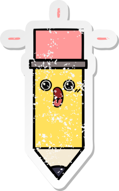 Bir insan tarafından çizilmiş şirin bir karikatür kaleminin sıkıntılı çıkartması.