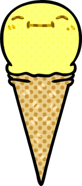 Çizgi roman tarzı tuhaf çizgi film. Bir insan tarafından çizilmiş mutlu dondurma.