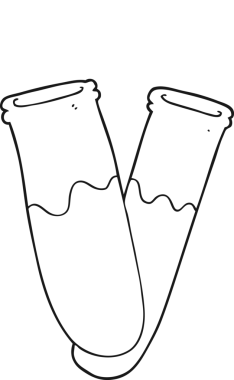 Bir insan tarafından çizilen test tüplerinde siyah beyaz kimyasallar çizildi.