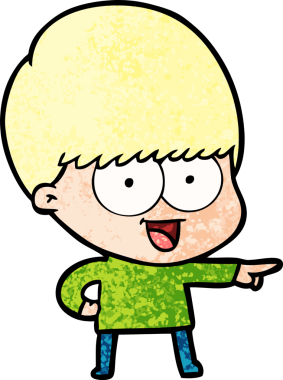 Bir insan tarafından çizilmiş mutlu çizgi film çocuğu.