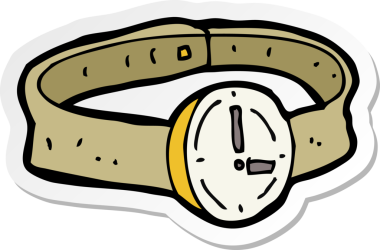 Bir insan tarafından çizilmiş karikatür kol saati çıkartması.