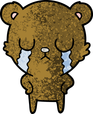 Bir insan tarafından çizilmiş ağlayan çizgi film ayısı.