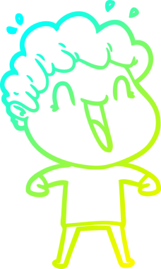 Bir çizgi film çizen soğuk gradyalı mutlu bir adam bir insan tarafından çizilmiş.