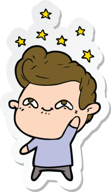 Bir insan tarafından çizilmiş heyecanlı bir adamın çıkartması.