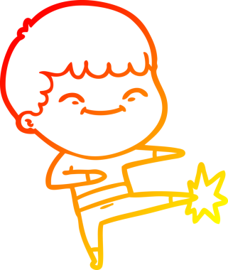 Bir insan tarafından çizilen mutlu bir çocuğun sıcak çizgi çizimi.