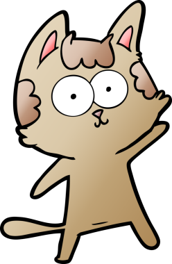 Bir insan tarafından çizilmiş mutlu çizgi film kedisi.