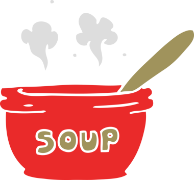 Bir insan tarafından çizilmiş sıcak çorba karalaması.