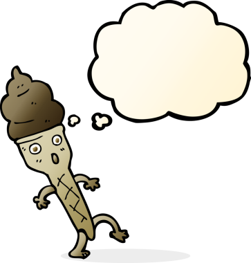 Bir insan tarafından çizilmiş düşünce balonlu karikatür dondurması.