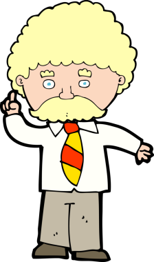 Bir insan tarafından çizilmiş çizgi film öğretmeni.