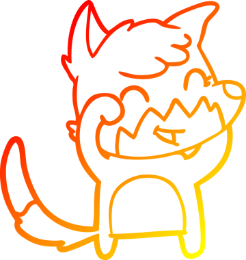 Bir insan tarafından çizilmiş mutlu bir tilkinin sıcak çizgi çizimi