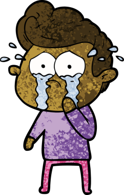 Bir insan tarafından çizilmiş ağlayan bir karikatür.