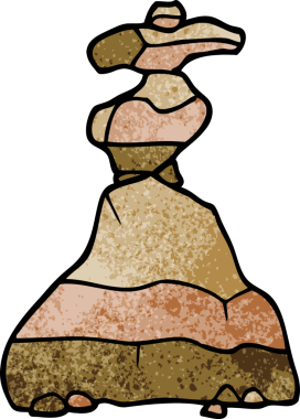 Bir insan tarafından çizilmiş istiflenmiş taş karalamaları.