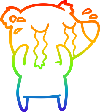 Gökkuşağı gradyan çizgi çizimi bir insan tarafından çizilmiş ağlayan ayı