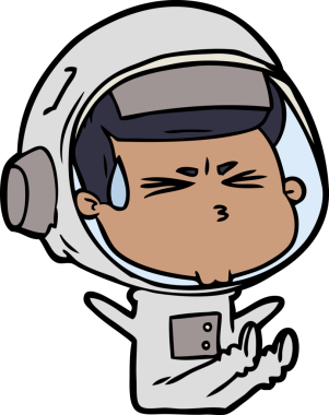 Çizgi film bir insan tarafından çizilmiş astronot.