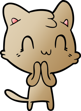 Bir insan tarafından çizilmiş mutlu bir kedi.