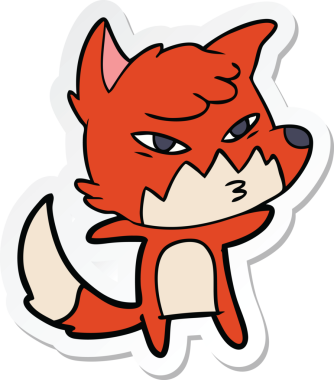 Bir insan tarafından çizilmiş akıllı bir tilkinin çıkartması.