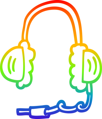 gökkuşağı gradyan çizgi çizimi bir insan tarafından çizilmiş bir kulaklık