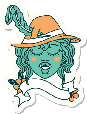 Bir insan tarafından çizilmiş Ork ozan karakterinin çıkartması