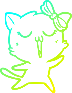 Bir insan tarafından çizilen çizgi film kedisinin soğuk gradyan çizgisi.