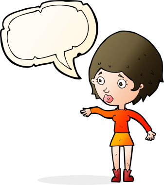 Bir insan tarafından çizilen konuşma baloncuğuyla ilgilenen karikatür.