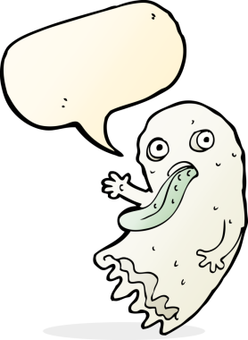 Bir insan tarafından çizilmiş iğrenç bir çizgi film hayaleti.