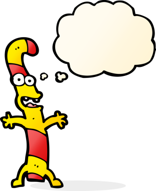 Bir insan tarafından çizilmiş düşünce balonlu şeker kamışı.