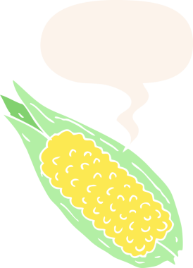 Konuşma baloncuğu olan mısırlar insan tarafından çizilmiş.