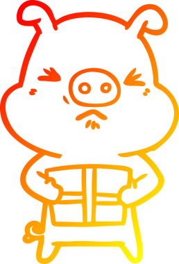 İnsan tarafından çizilmiş kızgın bir domuzun sıcak gradyan çizimi.