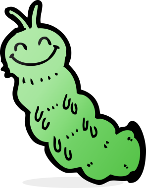 Bir insan tarafından çizilmiş karikatür tırtılı.