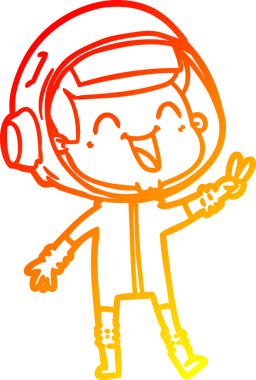 Bir insan tarafından çizilmiş mutlu bir astronotun sıcak çizgi çizimi