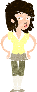 Bir insan tarafından çizilmiş, elleri kalçasında güzel bir kadın.