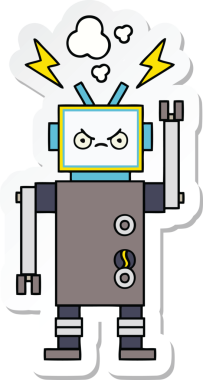 Bir insan tarafından çizilmiş şirin çizgi film robotunun çıkartması.