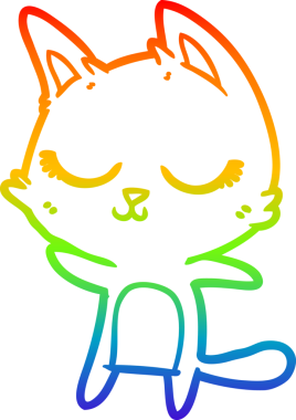 Gökkuşağı gradyan çizgisi bir insan tarafından çizilmiş sakin bir çizgi kedi çizimi