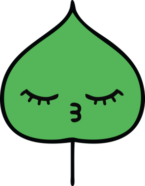 Bir insan tarafından çizilmiş dışavurumsal yaprağın sevimli karikatürü.