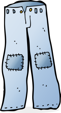 Bir insan tarafından çizilmiş eski bir kot pantolon.