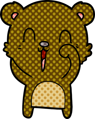 Bir insan tarafından çizilmiş mutlu çizgi film ayısı.